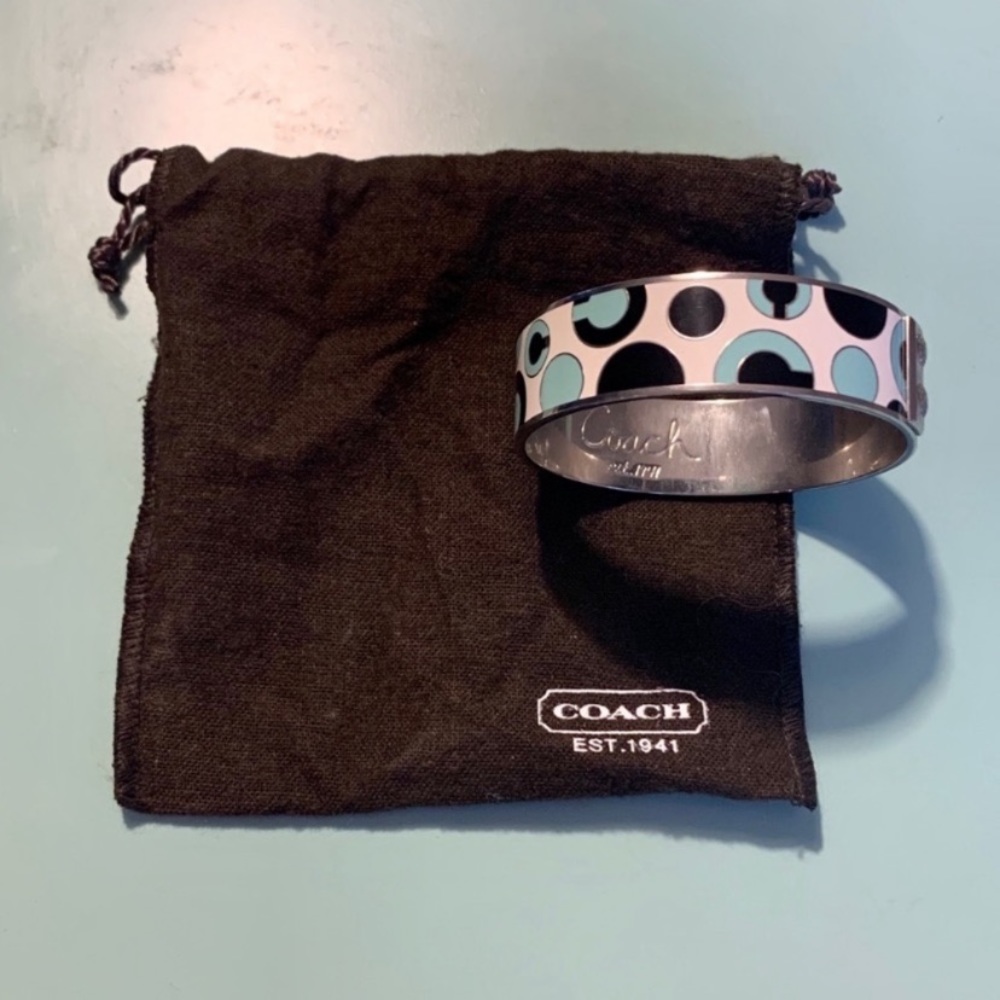 Coach Blue and White Enamel Logo Bangle